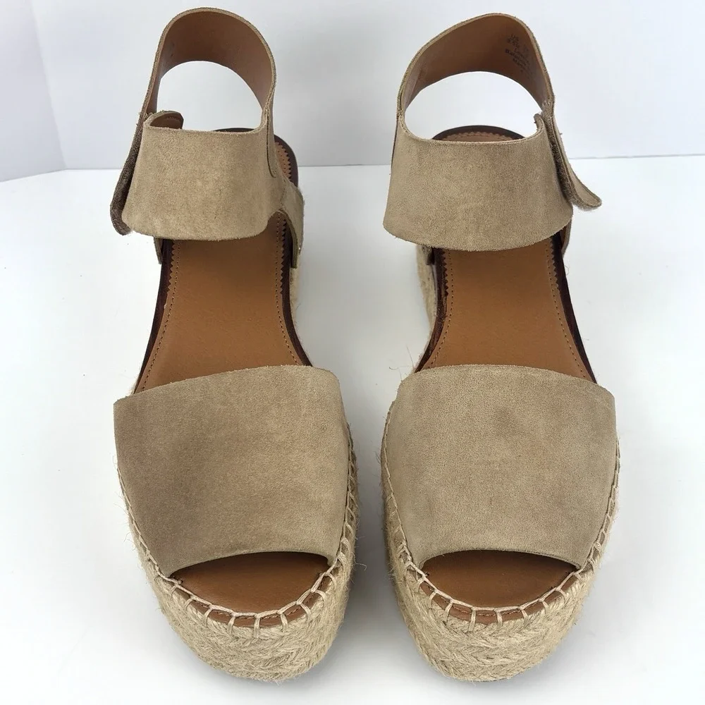 Sarto Franco Sarto A-LEO Suede Espadrille Platform Sandals Tan 9.5M